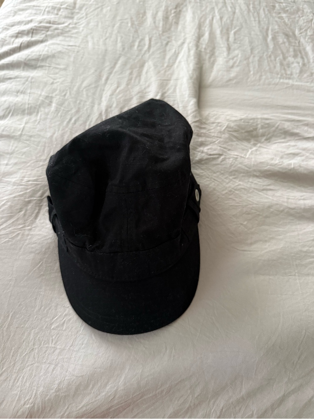 Black Military-Style Cotton Cap